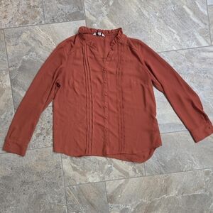 Nanette Lepore Terracotta Button-Up Blouse